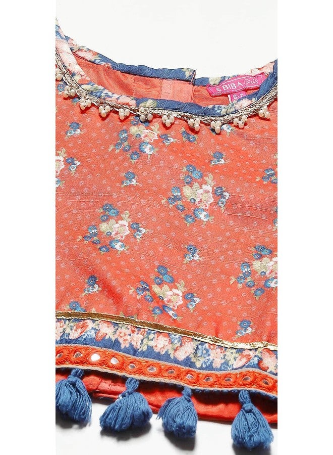 BIBA Girls Polyester Lehenga Set Readymade Red 5 - Image 2