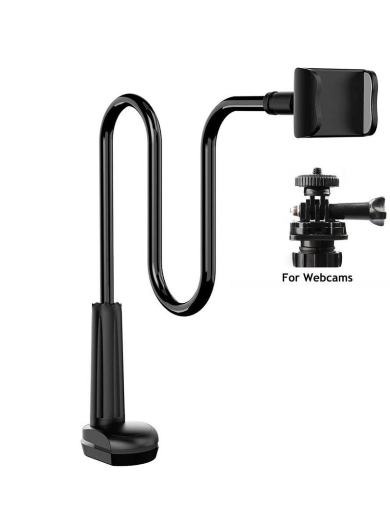 360 Degree Cell Phone Holder, Clamp Universal Lazy Mount Clip Hands Free Flexible Long Arm Bracket Grip for 3.5-6.5 Phones Mobile Stand Baby Monitor for Desk, Bed, Office, Kitchen( Black)  - Image 1