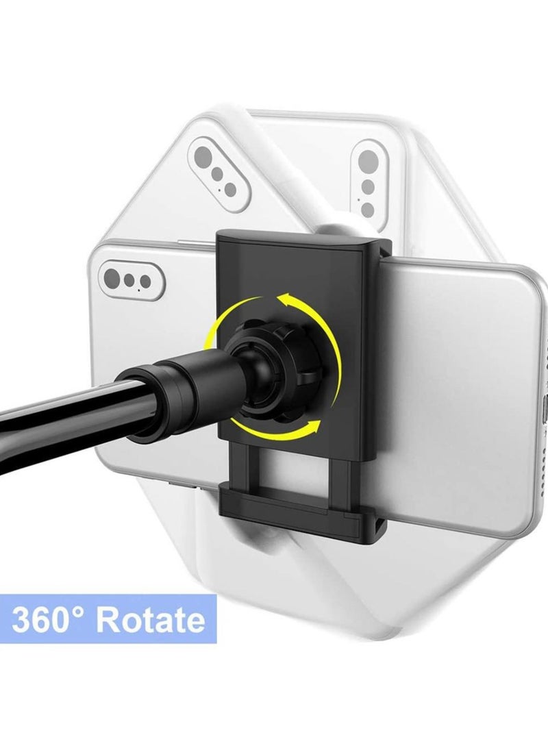 360 Degree Cell Phone Holder, Clamp Universal Lazy Mount Clip Hands Free Flexible Long Arm Bracket Grip for 3.5-6.5 Phones Mobile Stand Baby Monitor for Desk, Bed, Office, Kitchen( Black)