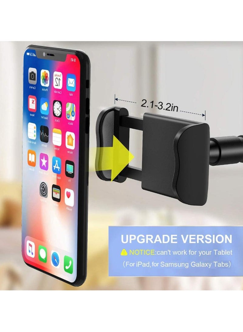 360 Degree Cell Phone Holder, Clamp Universal Lazy Mount Clip Hands Free Flexible Long Arm Bracket Grip for 3.5-6.5 Phones Mobile Stand Baby Monitor for Desk, Bed, Office, Kitchen( Black)