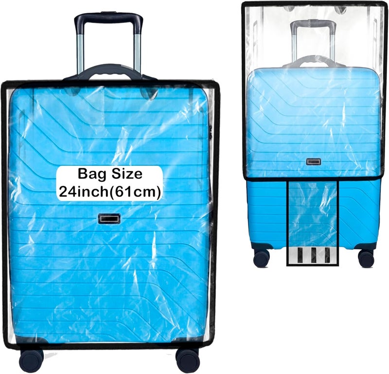 Zippered Clear PVC Suitcase Cover Protector - Waterproof & Dustproof for 24 Inch Luggage - Image 1
