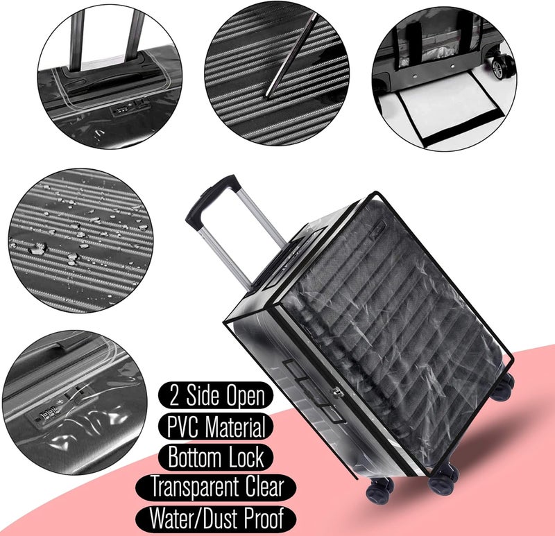 Zippered Clear PVC Suitcase Cover Protector - Waterproof & Dustproof for 24 Inch Luggage - Image 3