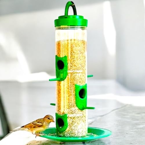 SpikeZone - Hanging Bird Feeder for Balcony I Outdoor Bird Food Feeder I 6 Feed Nozzles | 900gram Bird Food Capacity (Green, Pack of 1 Pcs) - Image 1