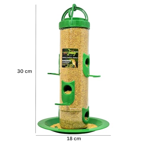 SpikeZone - Hanging Bird Feeder for Balcony I Outdoor Bird Food Feeder I 6 Feed Nozzles | 900gram Bird Food Capacity (Green, Pack of 1 Pcs) - Image 2