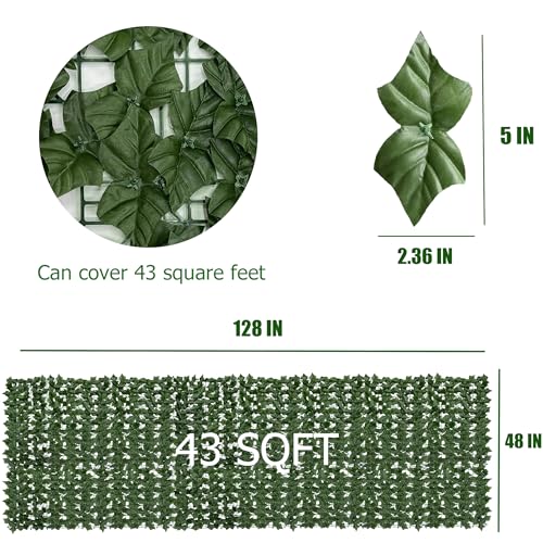 DOPGIB Artificial Ivy Privacy Fence Screen, 128 "x 48" (43 Sqft) Anti-Ultraviolet Artificial Hedge Grass Wall, Used for Indoor and Outdoor Green Background, Garden Greening Decoration - Image 2