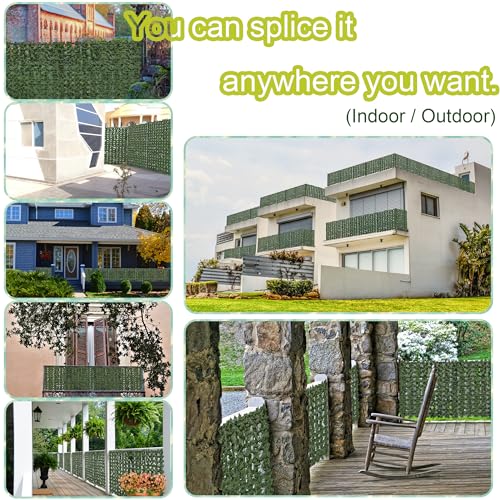 DOPGIB Artificial Ivy Privacy Fence Screen, 128 "x 48" (43 Sqft) Anti-Ultraviolet Artificial Hedge Grass Wall, Used for Indoor and Outdoor Green Background, Garden Greening Decoration - Image 5