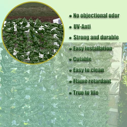 DOPGIB Artificial Ivy Privacy Fence Screen, 128 "x 48" (43 Sqft) Anti-Ultraviolet Artificial Hedge Grass Wall, Used for Indoor and Outdoor Green Background, Garden Greening Decoration - Image 3