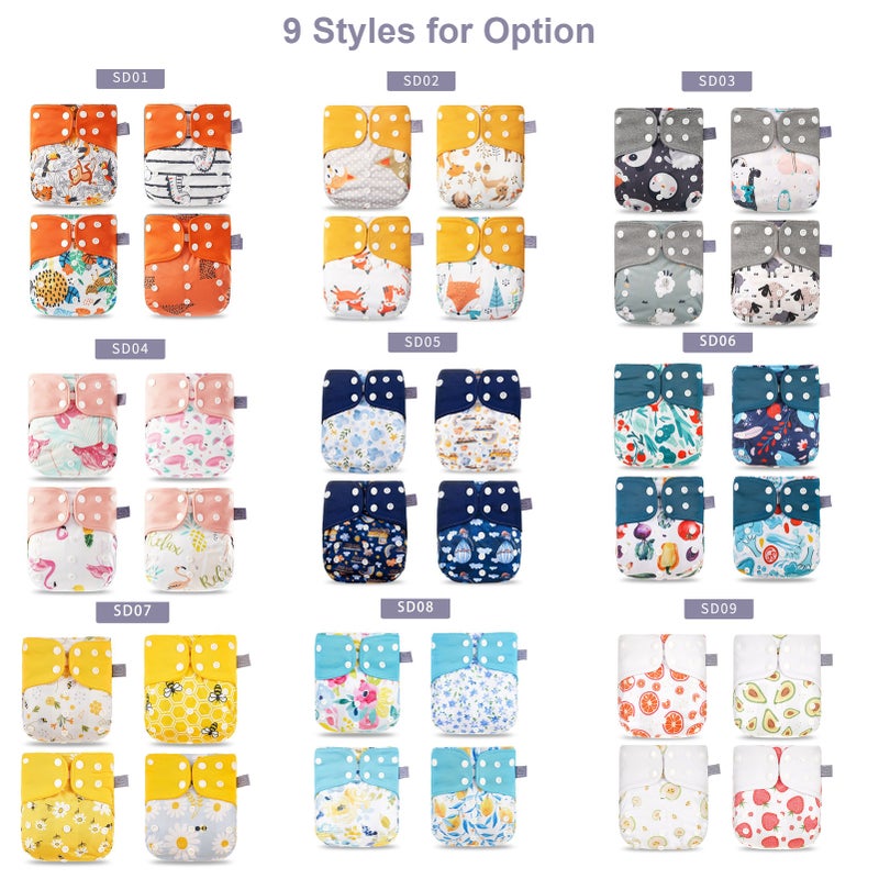 4pcs/pack Baby Cloth Diapers Washable Reusable Pocket Cloth Diaper Quick Dry Breathable Waterproof One Size Adjustable for Baby Girls Boys Infants - Image 2