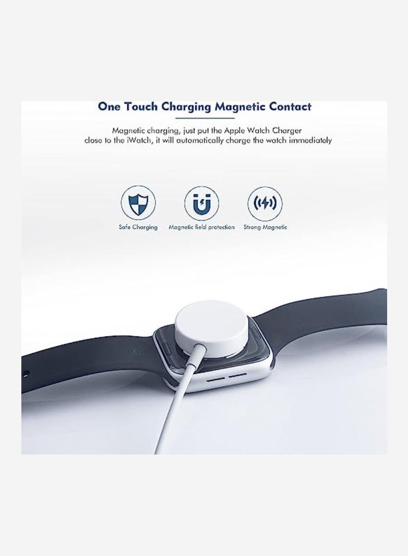 Yuwell Magnetic Wireless Charger Adapter For Apple Watch Series 8/7/SE/6/5/4/3/2/1 White 1M Cable - Image 2