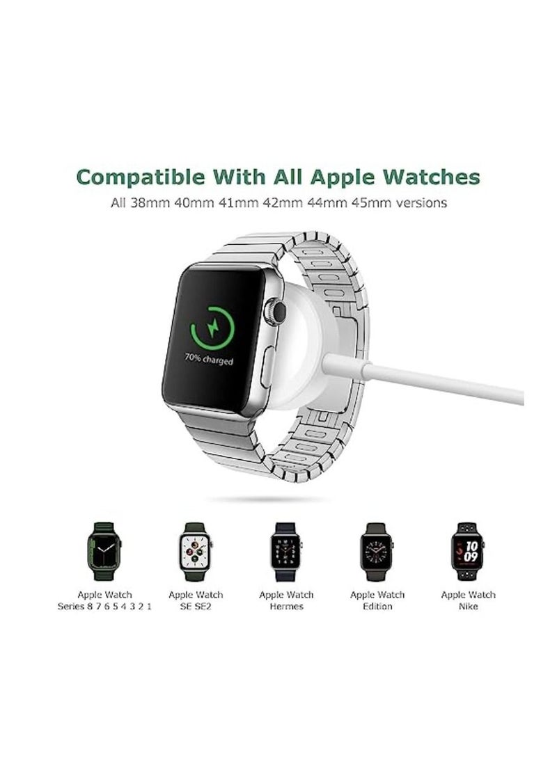 Yuwell Magnetic Wireless Charger Adapter For Apple Watch Series 8/7/SE/6/5/4/3/2/1 White 1M Cable - Image 3