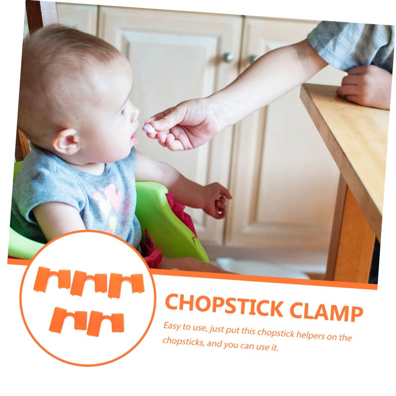 Orange Training Chopstick Clips 5pcs Reusable Helper For Beginners Easy Food Pickup Travel Friendly - Image 5