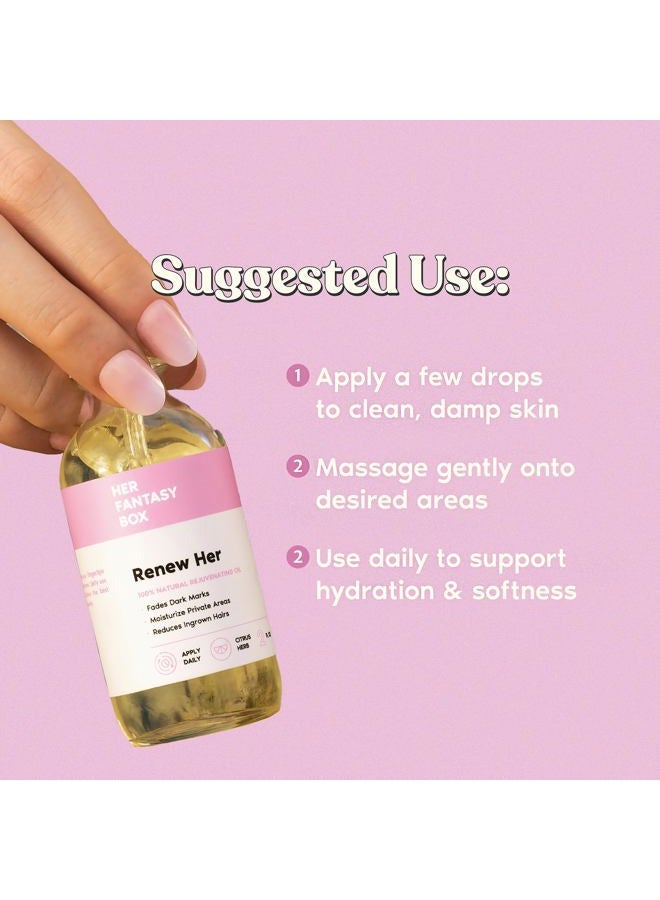 Her Fantasy Box Renew Her | Natural Rejuvenating Yoni Oil for Dark Spots, Ingrown Hair, and Skin Brightening - Nourishing, Moisturizing Formula for All Skin Types - Image 3