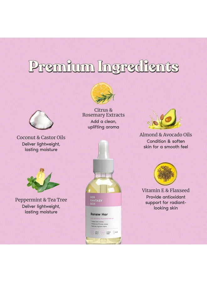 Her Fantasy Box Renew Her | Natural Rejuvenating Yoni Oil for Dark Spots, Ingrown Hair, and Skin Brightening - Nourishing, Moisturizing Formula for All Skin Types - Image 5