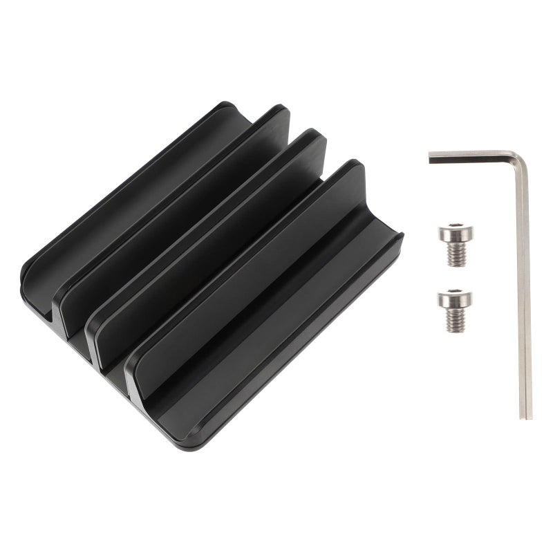 Aluminum Alloy Vertical Laptop Stand Dual Slot Holder for Tablet Notebook Portable Desktop Rack Black - Image 2