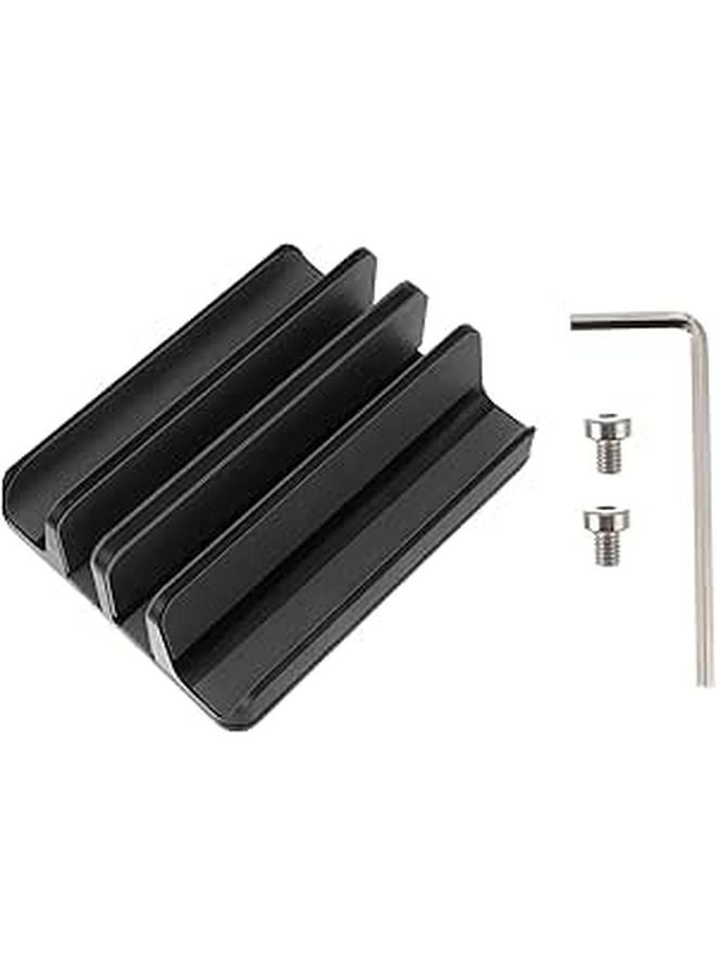 Aluminum Alloy Vertical Laptop Stand Dual Slot Holder for Tablet Notebook Portable Desktop Rack Black - Image 1