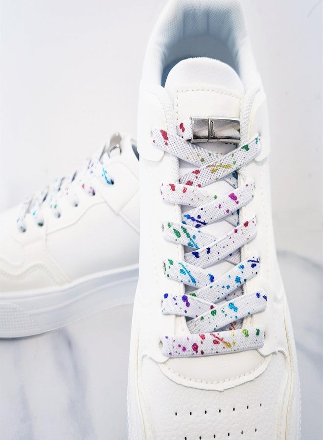 nikwesm Magnetic No Tie Elastic Shoe Laces for Kids Adults, No screw, One Size Fits All, White Color Dot, X-Large - Image 3