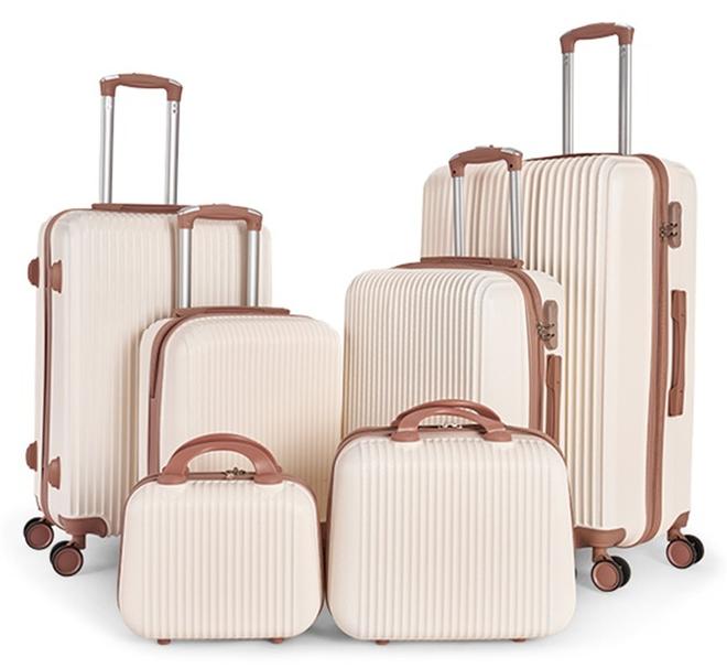 LIMRA Luggage set 6 pieces travel Bags with a distinctive design from limra Beige/Gold - Image 1