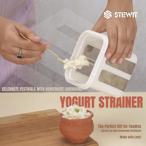 Stewit Greek Yogurt & Curd Maker - 1100ml Fine Mesh Strainer with Lid | Multifunctional Yogurt Filter | Curd Maker for Home | Perfect for Homemade Yogurt, Curd, Cheese Maker (Greek Yogurt Maker) - Image 4
