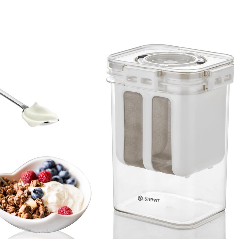 Stewit Greek Yogurt & Curd Maker - 1100ml Fine Mesh Strainer with Lid | Multifunctional Yogurt Filter | Curd Maker for Home | Perfect for Homemade Yogurt, Curd, Cheese Maker (Greek Yogurt Maker) - Image 5