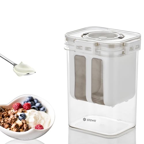 Stewit Greek Yogurt & Curd Maker - 1100ml Fine Mesh Strainer with Lid | Multifunctional Yogurt Filter | Curd Maker for Home | Perfect for Homemade Yogurt, Curd, Cheese Maker (Greek Yogurt Maker) - Image 1