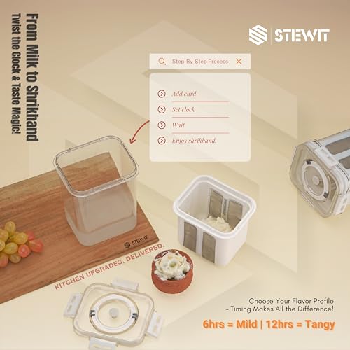 Stewit Greek Yogurt & Curd Maker - 1100ml Fine Mesh Strainer with Lid | Multifunctional Yogurt Filter | Curd Maker for Home | Perfect for Homemade Yogurt, Curd, Cheese Maker (Greek Yogurt Maker) - Image 2