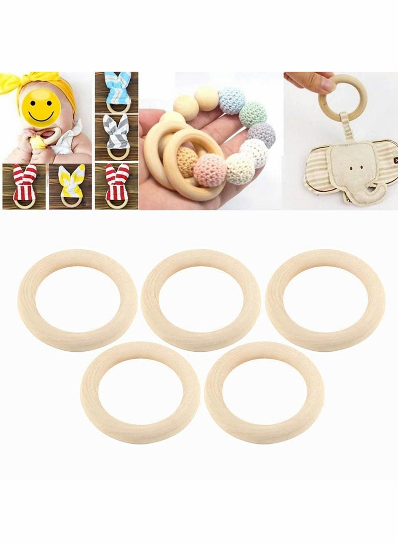 Excefore 50 pcs Natural Wood Rings Smooth Unfinished Wooden Rings for for DIY Craft, Ring Pendant and Connectors Jewelry Making (1.2”,1.6”,2“,2.4”,2.8“)  - Image 3