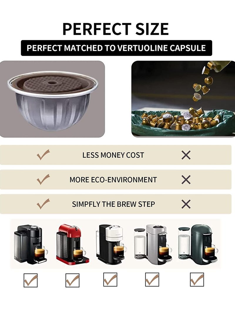 Reusable Coffee Capsule Lid for Original Vertuoline  Vertuo CapsulesPods, Food Grade Silicone Cap Refillable Nespresso with Scoop and Brush, 4 PCS - Image 3