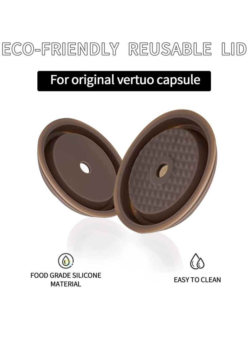 Reusable Coffee Capsule Lid for Original Vertuoline  Vertuo CapsulesPods, Food Grade Silicone Cap Refillable Nespresso with Scoop and Brush, 4 PCS - Image 2