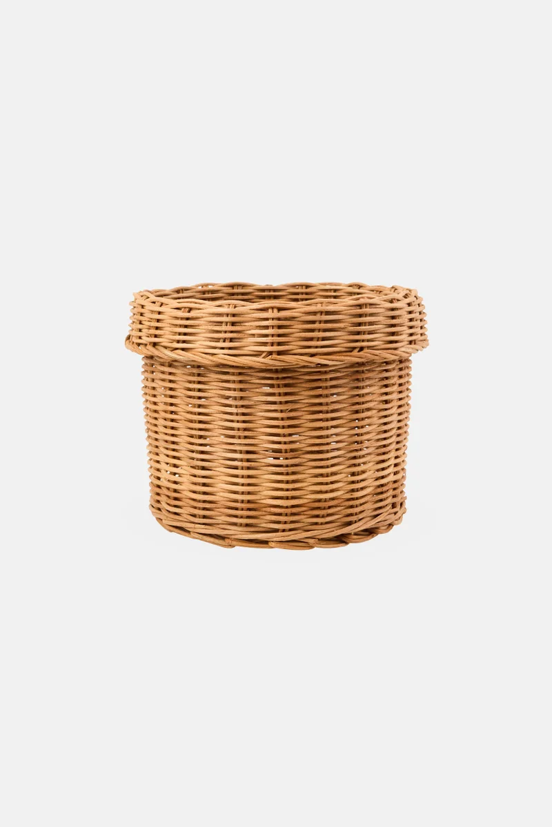 موي موتشو Heavy Duty Round Polypropylene Rattan Basket, Brown