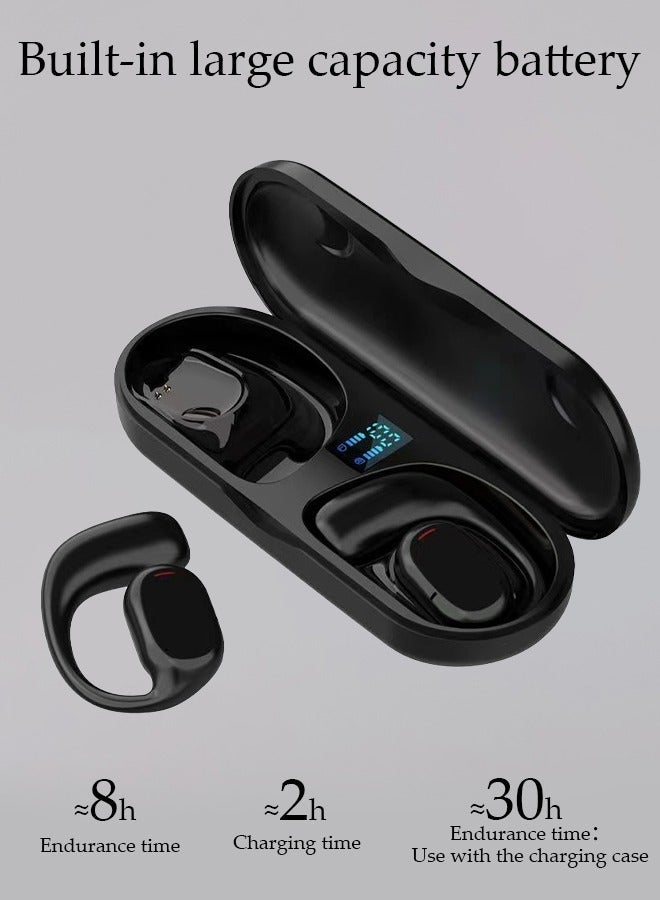 DUNISO Wireless Headphones Bluetooth Ear Clip Noise-cancelling Earphones with Wireless Charging Case Digital Display Bluetooth 5.3 Waterproof for Running Sport Gym - Image 2
