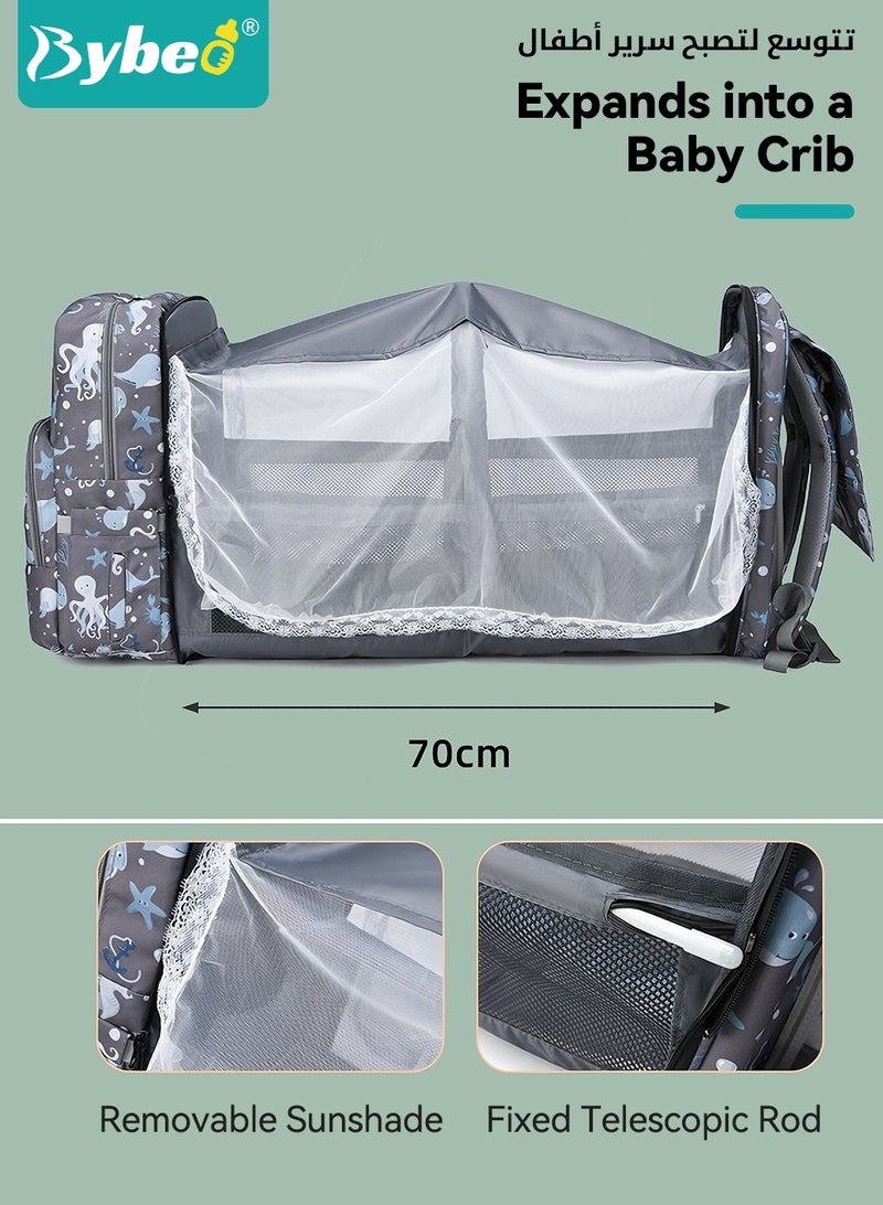 Bybeo Baby Diaper Bag Backpack With Multifunctional Diapers Changing Station, Mommy Bag, Maternity Baby Changing Bags for Outdoor and Travel, Infant Shower Gifts, Large Capacity, 900d Oxford, USB Port - Image 3