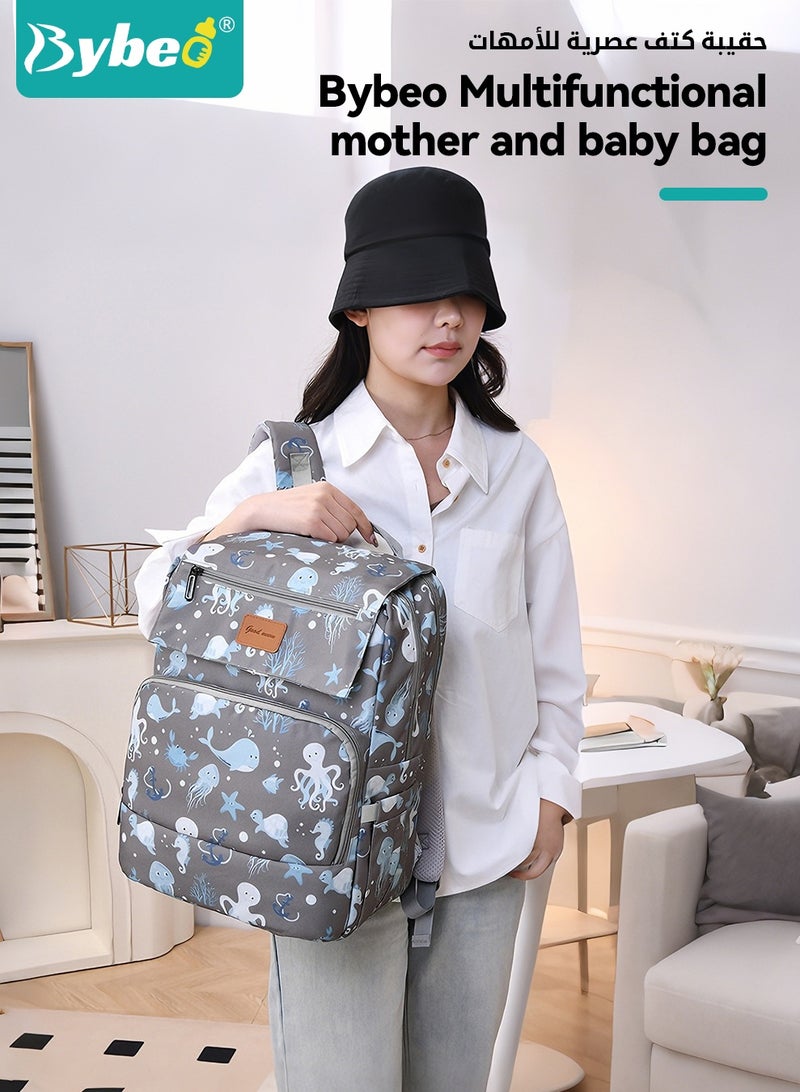 Bybeo Baby Diaper Bag Backpack With Multifunctional Diapers Changing Station, Mommy Bag, Maternity Baby Changing Bags for Outdoor and Travel, Infant Shower Gifts, Large Capacity, 900d Oxford, USB Port - Image 2