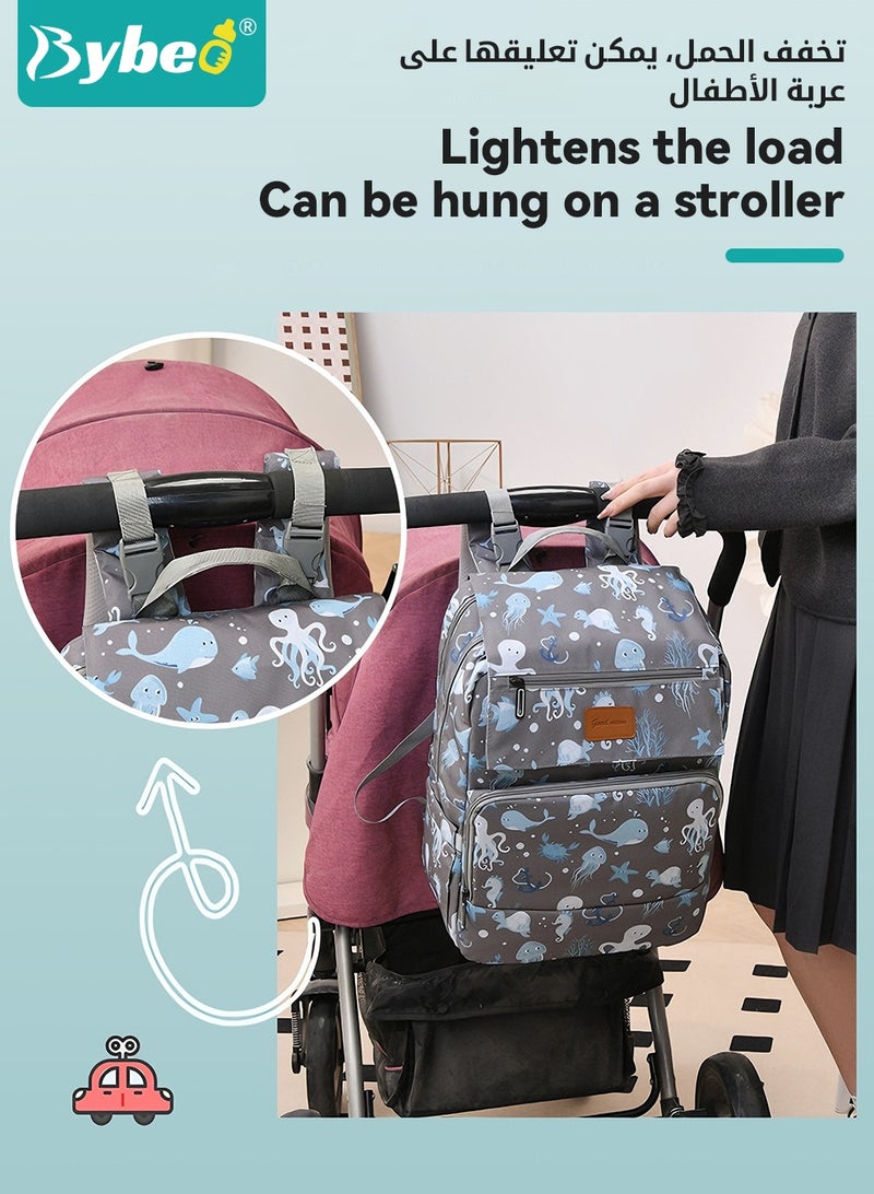Bybeo Baby Diaper Bag Backpack With Multifunctional Diapers Changing Station, Mommy Bag, Maternity Baby Changing Bags for Outdoor and Travel, Infant Shower Gifts, Large Capacity, 900d Oxford, USB Port - Image 5