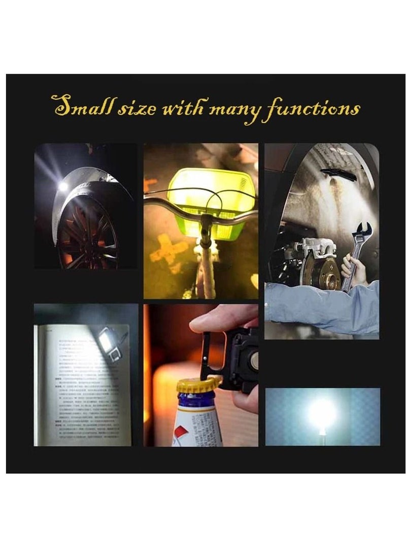 Mini Flashlight, 800 Lumens COB Bright Rechargeable Keychain Flashlights, 4 Light Modes Portable Pocket Light with Folding Bracket Bottle Opener and Magnet Base for Camping Fishing Walking, BAG ,STAND  - Image 4