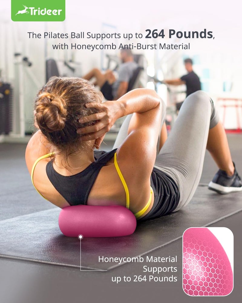 Trideer Pilates Ball 9 Inch Core Ball, Small Exercise Ball with Exercise Guide Barre Ball Mini Yoga Ball for Pilates, Yoga, Core Training, Physical Therapy, Balance, Stability, Stretching (Rose Pink) - Image 2