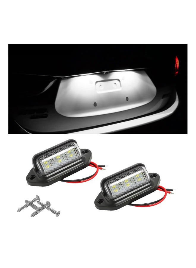 HIPOPY 2PCS LED License Plate Light, 12V/24V Waterproof 6-SMD License Plate Lamp Tail Light for Most Cars, Trucks, Trailer, Buses, Step Courtesy Light, Dome/Cargo Lights (White) - Image 1