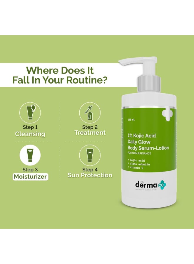 THE derma Co لوسيون سيروم الجسم بتأثير 1% من حمض كوجيك للتألق اليومي - 250 مل - Image 5