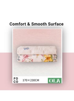 Generic OLA Home Duvet Covers & Sets Comforters - Single fitted Sheet Bedsheet with  Pillow Case - Flowers & White & Pink Color - Soft - Long Sleep120*200+30CM  - Image 2