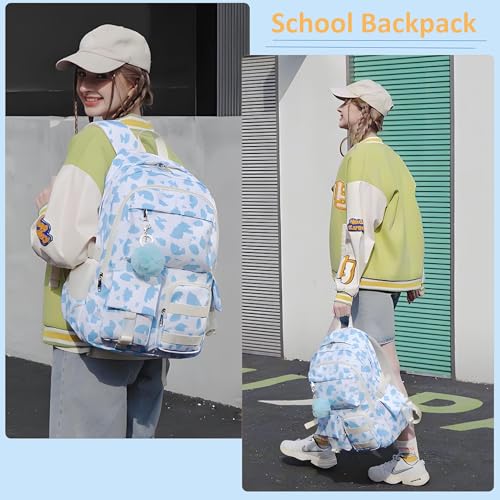 Hidds Backpack for Girls College School Backpacks Kids Bookbag School Bag Travel Laptop Daypack Teens Women Blue - Image 3