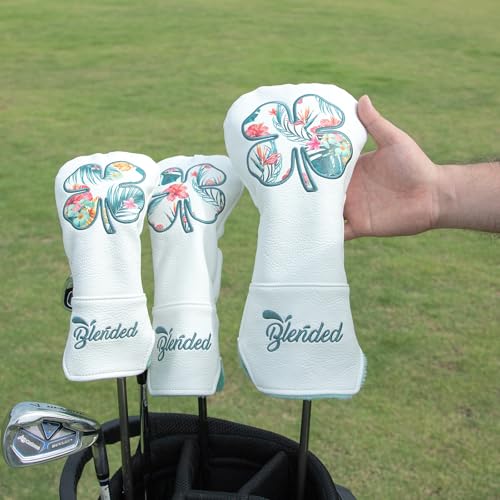 BAIRBRE Golf Club Covers White Lucky Clover Golf Head Covers Driver Covers Fariway Wood Headcover Hybrid Covers Leather Golf Headcover with Number Tag for All Brand - Image 5