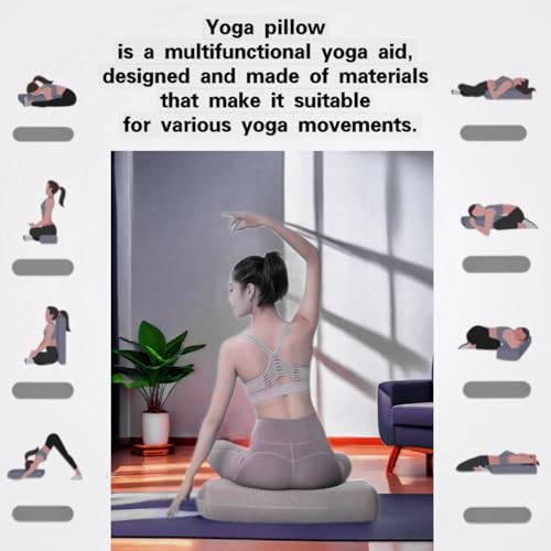 NGT new guide steps Yoga Bolster Pillow for Meditation and Support - Rectangular Yoga Cushion Foam Wedges Washable Suede Pillowcase for Men and Women with Carry Handles.(Grey Soft fabric) - Image 4