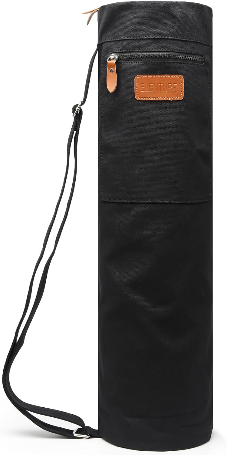 ELENTURE Canvas Yoga Mat Bag with Adjustable Strap & Pockets, Full-Zip Travel Gym Tote for Women & Men, Fits 1/4" & 1/3" Thick Mats, Lightweight Carrier for Yoga, Workout, Outdoor Use - Image 1