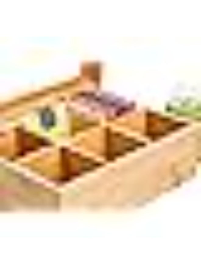 Generic Wooden Storage Box with Glass Lid - Wood Tea Box Organizer with Compartments - Kitchen Organizer Storage Box for Tea Bags, Coffee Pods, Spices, and Seasonings - Display Box, Craft Box - Image 2