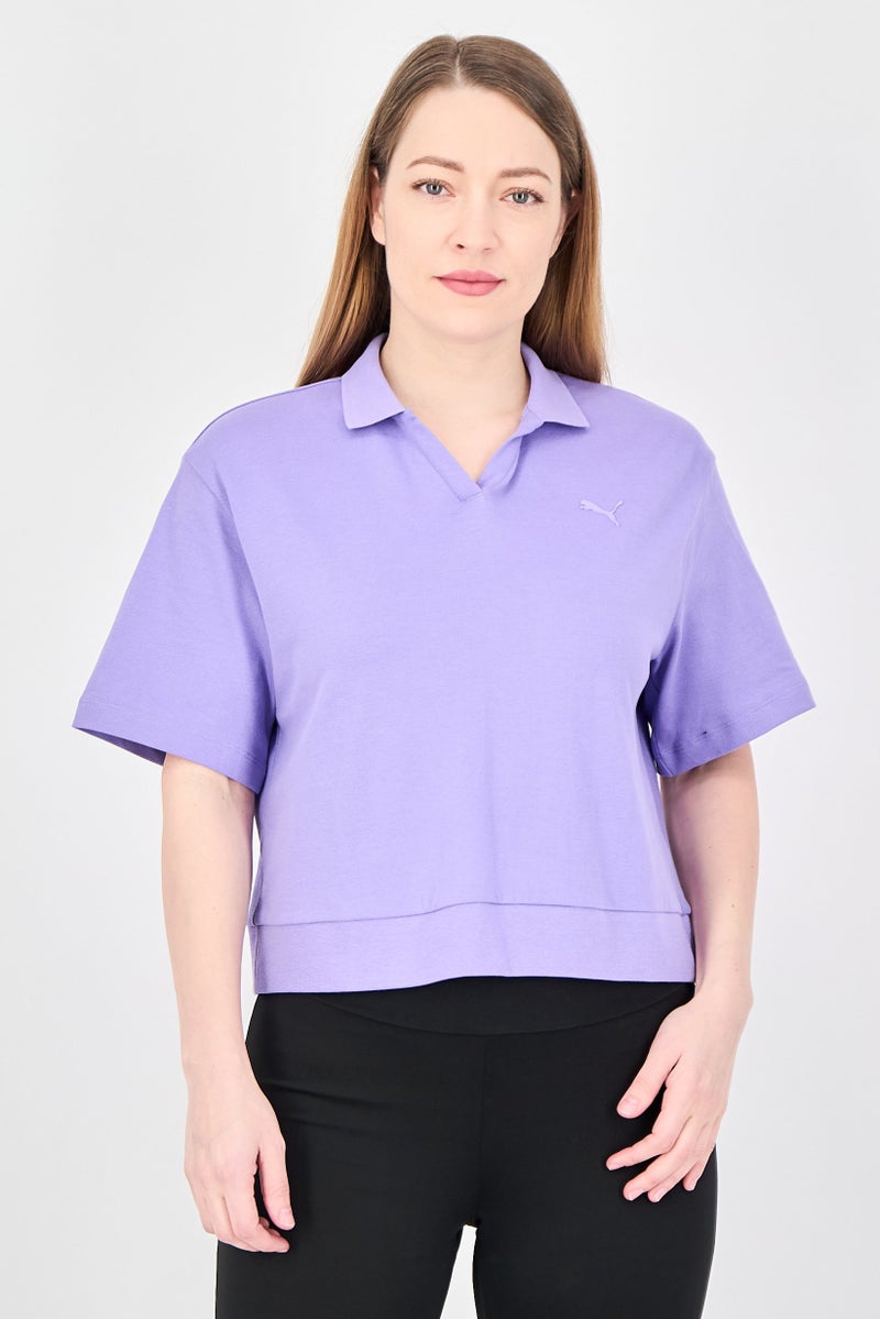 PUMA Women Relaxed Fit Short Sleeve Outdoor Top, Purple - Image 1