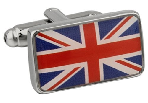 MRCUFF United Kingdom Flag Great Britain Union Jack British Pair Cufflinks in a Presentation Gift Box & Polishing Cloth - Image 1