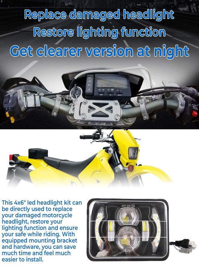 Foruly 4x6 LED Headlight Kit for Suzuki DR-650 | for Suzuki DRZ400 with Mounting Bracket Hardware Headlight High Brightness High Intensity LED Chips High Beam Low beam Daytime Running Light (Light + Bracket) - Image 3