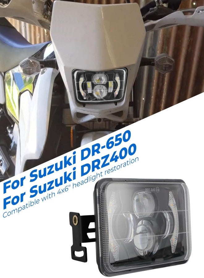Foruly 4x6 LED Headlight Kit for Suzuki DR-650 | for Suzuki DRZ400 with Mounting Bracket Hardware Headlight High Brightness High Intensity LED Chips High Beam Low beam Daytime Running Light (Light + Bracket) - Image 2