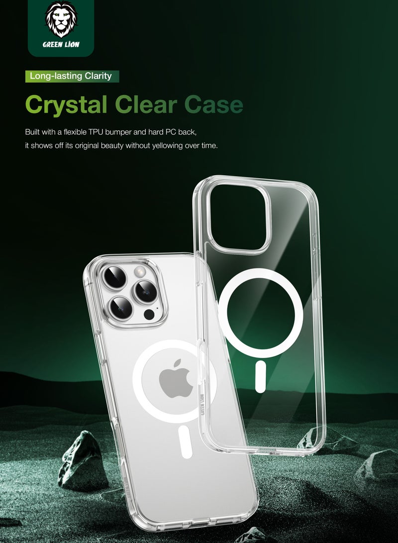 GREEN LION iPhone 16 Pro MagSafe Case Crystal Clear Cover / Strong Magnet / Anti Fingerprint / Anti Scratch / Ultra HD Clarity / High-Level Protection / Ultra Drop Protection / Camera Protection - Clear - Image 3