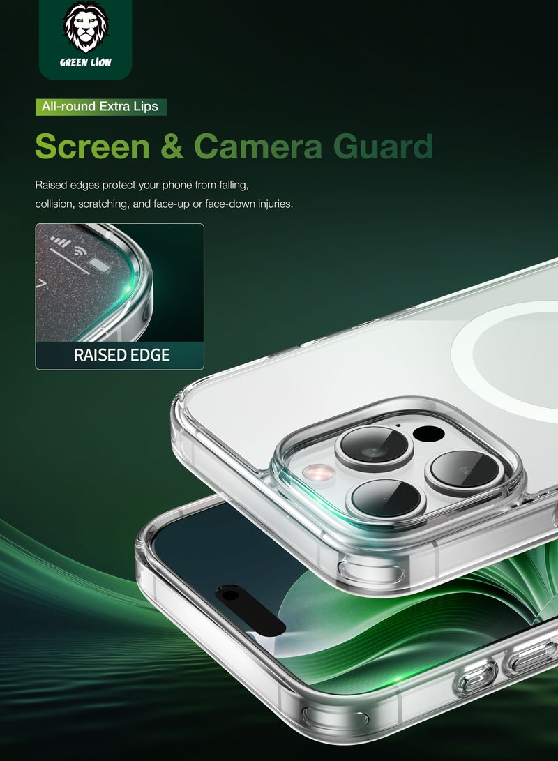 GREEN LION iPhone 16 Pro MagSafe Case Crystal Clear Cover / Strong Magnet / Anti Fingerprint / Anti Scratch / Ultra HD Clarity / High-Level Protection / Ultra Drop Protection / Camera Protection - Clear - Image 4