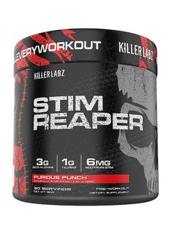 KILLER LABZ Stim Reaper Pre-Workout | 3g Beta-Alanine | 1g Taurine | 6mg Nootropi-Stim | 30 Servings (Furious Punch)